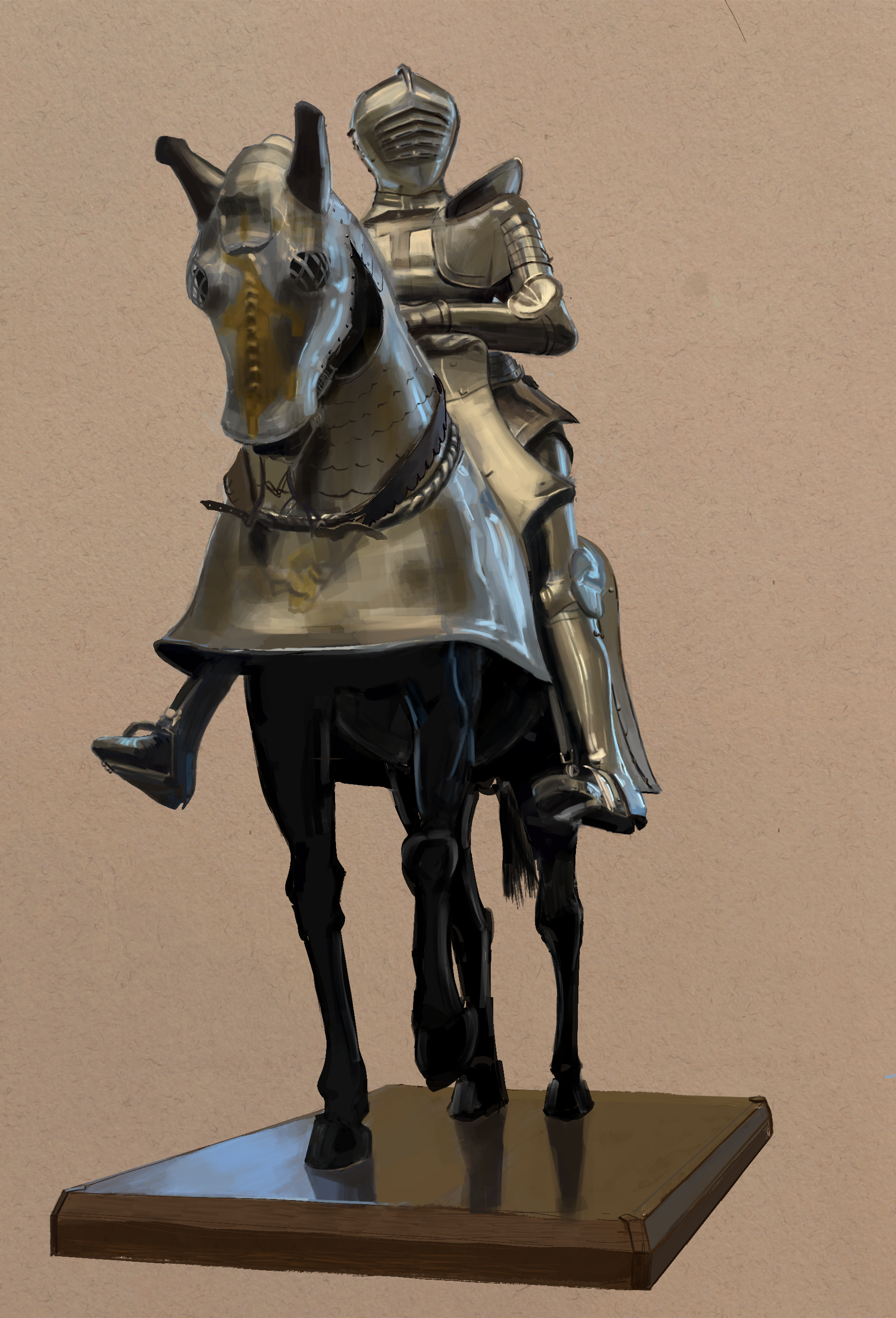 Armored knight on horse, digital illustration